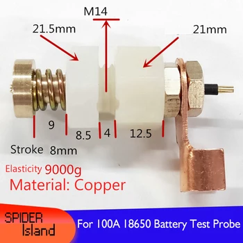 6pcs 18650 Baterije Test Pin 4 Žice 100A Visoko Trenutno Napetost Thimble Pozitivne Negativne Sonda 50A Polnjenje Bakreni Baterija