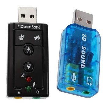 2 Kos USB, 5.1 In 7.1 Kanalni USB, Stereo Sound Card Adapter (za Windows 7 je Združljiv) Light Blue & Black