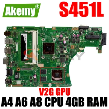 X455WE Prenosni računalnik z Matično ploščo V2G GPU A4 A6 A8 PROCESOR, 4 GB RAM-a za za ASUS X455W X455WE X454W A455W Original Zvezek Mainboard
