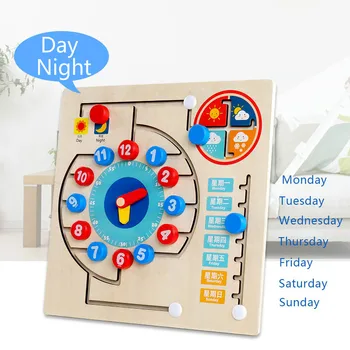 Montessori učno uro kognitivne odbor digitalni labirint hoja vremenski koledar ura zgodnje izobraževanje izobraževalne igrače