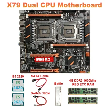 X79 Dual PROCESOR, matična plošča+2XE5 2620 CPU+2X4GB DDR3 1600Mhz RECC Ram+SATA Kabel+Switch Kabel+Opno LGA2011 M. 2 NVME