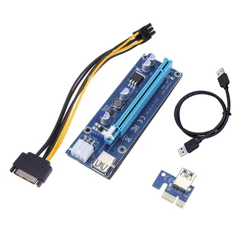 PCI-E Riser Odbor USB 3.0 PCI-E Razteznih Odbor GPU 1x do 16x Adapter svet z 6pin Vmesnik 3 LED Indikatorji