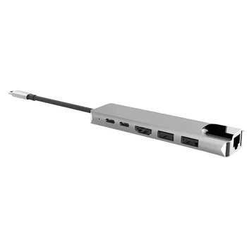Prenosni 6 7 8 v 1 Aluminij Zlitine USB 3 0 Vrata Tip-C Zvezdišče Usb-C HD 4K Laptop Rj45 Gigabit Ethernet Omrežja PD Hub