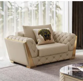 Postmoderni modi svetlobe luksuzno usnje, usnjeni kavč pogodbeno glavo plast cowhide dnevna soba mala družina