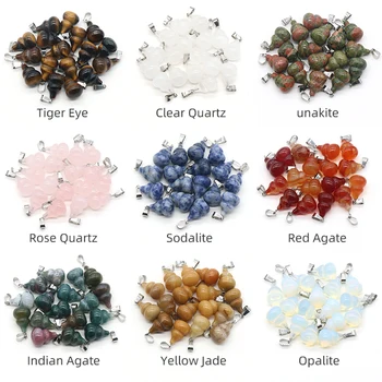 Naravni Kamen Obesek Mini Gourd Rose Quartz Agate Polirani Gemstone Kristali Amuleti za Nakit, Izdelava Ogrlica, Uhani 2PC