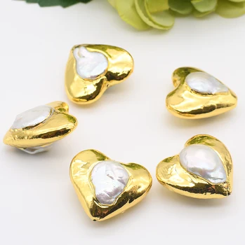 Debelo 5 KOS Sladkovodnih Kultiviranih Bela Kovanec Pearl v obliki Srca Obesek Kovinski Okvir Priključek