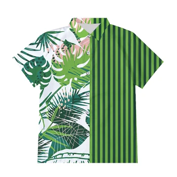 Moški Hawaiian Majica Beach Kratke Rokave Tiskanja Mozaik Elegantna River Dihanje Ulične Majica Ženska Bluza Priložnostne Camisas Hombre