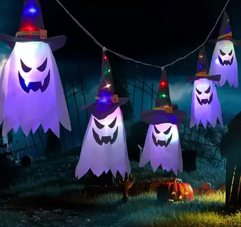 LED luči, gypsophila in duha vzdušje ureditev Halloween čarovnik za klobuk. Skull head nepremočljiva polje baterije svetlobe