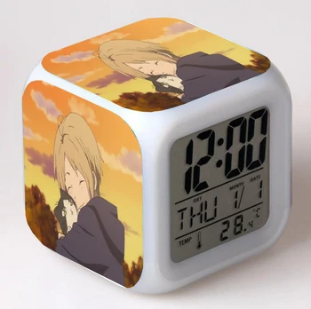Natsume Yuujinchou anime Risanke LED 7 Barvo Flash Digitalne Budilke stenske Ure Noč Svetlobe Spalnica Desk Clock Alarm-Clock despertador