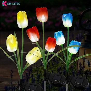 Sončne Svetlobe Tulipanov Cvet Lučka Multi-Barvni Nepremočljiva Prostem Vrt, Dvorišče Pot Krajine Dovoz Travnik Vstavite Sončne Svetlobe
