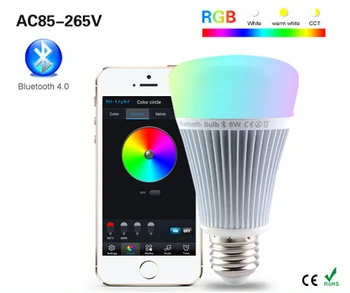LED Žarnica svetlobo BluetoothAC85-265V LED E27 8W RGB+ 3000K-6500K Barvna Temperatura Zatemniti RGBW Žarnica (AC85~265V)