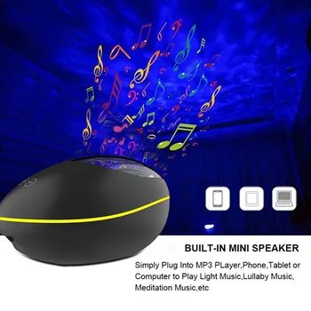 Lucky Kamen Bluetooth Glasbe Projektor LED Nočna Lučka Ocean Val Daljinski upravljalnik Pisane Led Projekcija Spalnica Dekor
