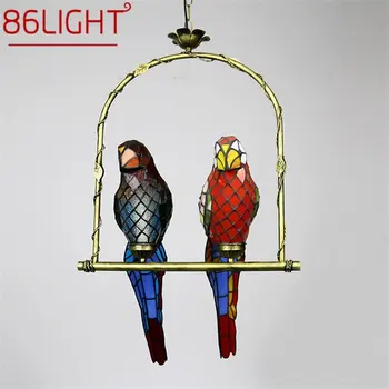 86LIGHT Tiffany Papiga Obesek Lučka LED Kreativna Zasnova Barvo Stekla, ki Visi Luč za Dom Spalnica Študija Oltarja Dekor