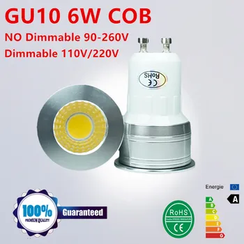 10PCS MINI NOVA led COB GU10 zatemniti hladna bela Topla Bela, 6W LED GU10 žarnica svetlobo zamenjajte Halogenske žarnice