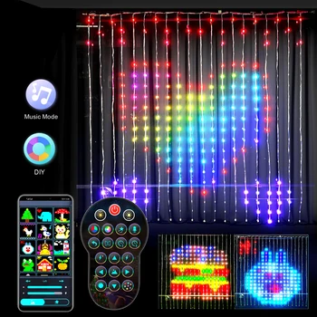 Smart LED RGB ColorRGB, Smart Zavese Niz Lahka Bluetooth APP Nadzor Božič Pravljica Svetlobe DIY Prikaza Garland Dekor