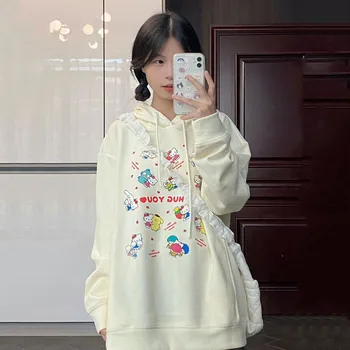 Sanrio Pozdravljeni Kittys Pomlad Risanka Trend Tanek pulover s kapuco Žensk Vrhovi Y2K Ohlapen Pulover Majica Nekaj Design Majica Darilo
