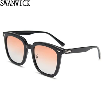 Swanwick velik okvir korejskem slogu kvadratnih očala ženske TR90 modni ženski polarizirana sončna očala moških UV400 zeleno-črna 2023 poletje