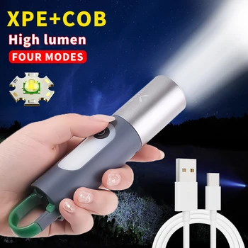 Prenosni Močna LED Svetilka, Polnilne USB Nepremočljiva Baklo Luči 1000 Lumni Taktično Svetilko Za na Prostem Lučka za Kampiranje