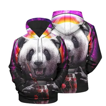 2021 Oskrbe V Imenu Orjaški Panda 3D Tiskanih Moške Svoboden Trend Dolgimi rokavi Pulover Hooded