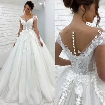 Poročna Obleka 3D Cvetje Off Ramo Poročne Obleke Z Vlakom Poročni Obleki Til Haljo De Mariée 2023