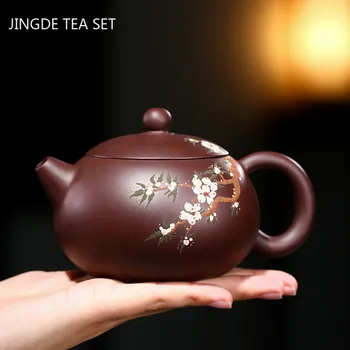 Yixing Čaj Pot Ročno Slive Bossom Vijolično Gline Čajnik Lepoto grelnik vode Doma Teaware Kitajski Čaj Slovesnosti Darila po Meri 330 ml