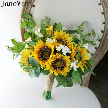 JaneVini Lepa Sončnično Poročni Šopek Poročni Šopek Umetnih Svilenih Cvet Družico Šopek Neveste Ima Cvetje