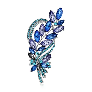 Nov Prihod Modra Kristal Nosorogovo Cvet Broška Zatiči Moda Obleko Pribor, Nakit za Ženske