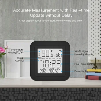 WiFi Temperature In Vlažnosti Tipalo Brezžična Realnem Času Digitalni Termometer, Higrometer Budilka 0-60℃ Merilne Naprave