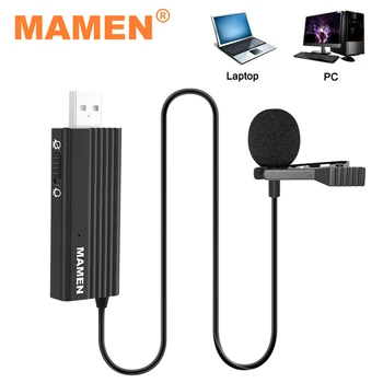 MAMEN USB Računalnik, Prenosni Mikrofon Vsesmerni Mikrofon MIC z 1,2 m Kabel z Eno Tipko Mute za Intervju, Konferenca, Snemanje