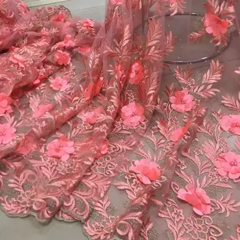 Najnovejše 3D Cvetje Z noge vezene tkanine francoski til čipke Nigerijski tkanine, čipke Za stranke večerno obleko poročno obleko