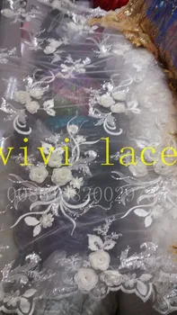 LMC105 kamen prozorno prozorno bleščica 3D cvet očesa francoski vezenje tkanine za show/poroka/večerno obleko/stranka.