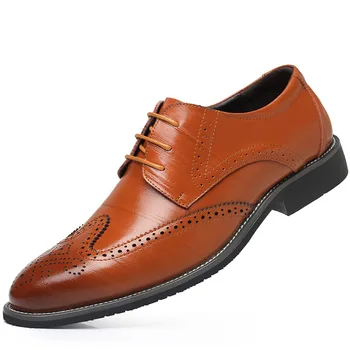 New Visoke Kakovosti Classic Usnjene Moške Brogues Čevlji Čipke-Up Bullock Poslovno Obleko Moških Oxfords Čevlji Moški Formalno Zapatos Hombre
