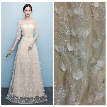 5yards/veliko 3D Cvetje Čipke Tkanine poročne obleke šifon čipke tkanine večer dolgo obleko tkanine, čipke
