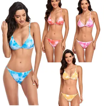 Poletje Bikini Komplet Seksi Dva Kosa Kopalke Ženske Plažo Ženski Počitnice Plaže Visoko Pasu Kopalke 2021 Nov Prihod