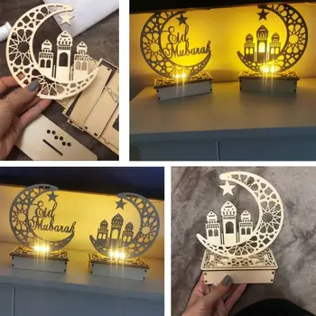 Ramadana Eid Mubarak Okraski Za Dom Luna LED Sveče Lahka Lesena Ploščica Ornament DIY Islam, Muslimanska Primeru Stranka Dobave