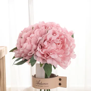 Roza Svileni Hortenzij Umetno Cvetje, Poročni Cvetja Za Nevesto Strani Svile Cvetenja Peony Ponaredek Cvetje Belo Doma Dekoracijo