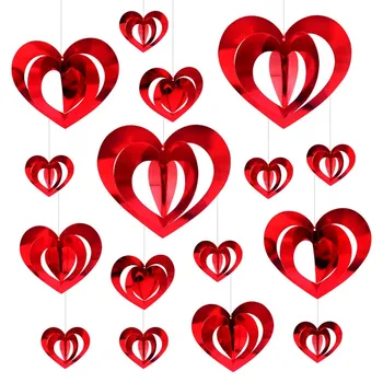 32Pcs Rdeče Srce Laser Tiste Balone Obeski Folijo Dež Tassel Visi Dodatki, Poročni Sobo Rojstni Odlikovanja