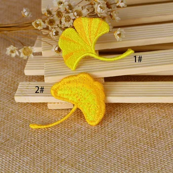 2pcs/set ginkgo leaf obliži za oblačila 3D zlati listi vezenega Obliži DIY železa na parches Vezenje cvet appliques