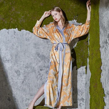Plašče 2023 Cvetlični Kimono Plašč Moda Kopalni Plašč Seksi Sleepwear Peignoir Poroke, Oblačilih, Mehko Družico Obleke H58