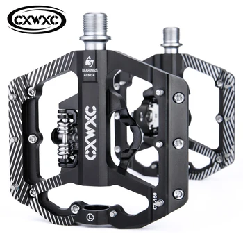 CXWXC 3 Zaprti Ležaji SPD Ploščic MTB Pedala Clipless Ravno Kolesarska Pedala Dvojno Funkcijo Cesti BMX Zložljiv Mestni Kolo s Pedali