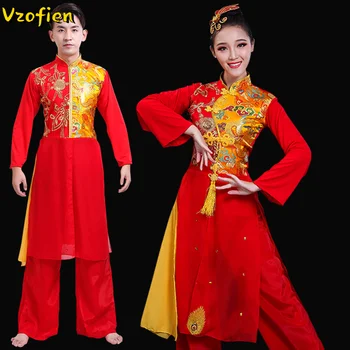 Kitajski Stil Klasične Yangko Kvadratnih Plesna Predstava Kostum Elegantne Tradicionalne Ljudske Yangko Fan Ples Obleke Hanfu Obleko