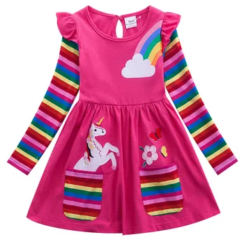3-8 Let Baby Girl Oblačenja Pomlad Jesen Malčka, Otroci, Dekleta, Obleko Luštna Bombaž Dolgimi Rokavi-line Obleko Priložnostne Stranke Obleke