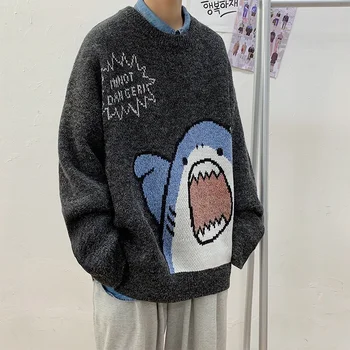 ZITY Mladih Moških Shark Letnik Zimske Puloverje 2022 Puloverju Mens O-Vratu korejski Modnih Pulover Ženske, Priložnostne Oblačila Harajuku
