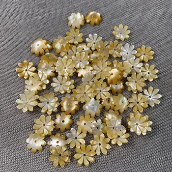Dobra Kakovost 5Pcs 10 mm Naravno Izklesan biserovine Rumeni Cvet Lupina Kroglice za DIY Modni Uhani Nakit, Izdelava Ugotovitve