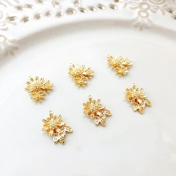 Zlata-obloga visoka kakovost cvet daisy obesek nakit DIY uhan materiala zapestnico, ogrlico, obesek