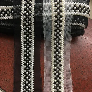 DIY ročno pribor za oblačila pasu beaded pearl čipke trim ovratnik dodatki, 3 cm širok ovratnik obleke cvet