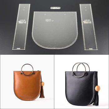 1set DIY Usnje Ročno Craft ženske torbici torba za Šivanje Vzorec Težko Kraft Akril Matrica Predlogo 22x24x5.5 cm