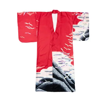 Tradicionalni Kimono Rdeča z OBI Pasovi za Ženske Yukata Femme Žerjav Večerno Obleko Cosplay Kostum Fotografija Stopnji Uspešnosti