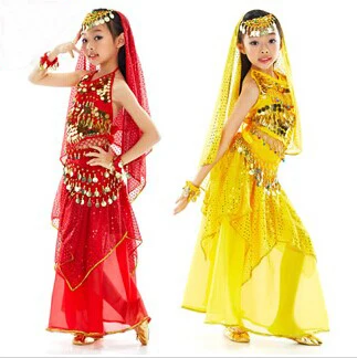 Hot-prodaja belly dance kostumi nastavite obleko za otroke ali otroke, ki so z vrhunskimi+Krilo določa 3 barve na voljo