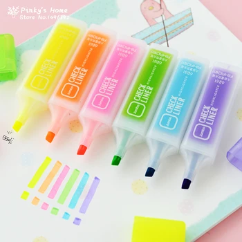 Kawaii Candy Barve Za Osvetljevanje Označevalcev Preverite Linijskih Fluorescentna Pero Flomastri Darilo Tiskovine Otroci Pisanje Orodje Za Risanje